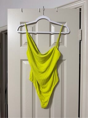 Urban Outfitters Neon Yellow Cowl Neck Bodysuit
